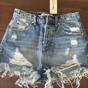Impressions Light Blue Ripped Jean Shorts